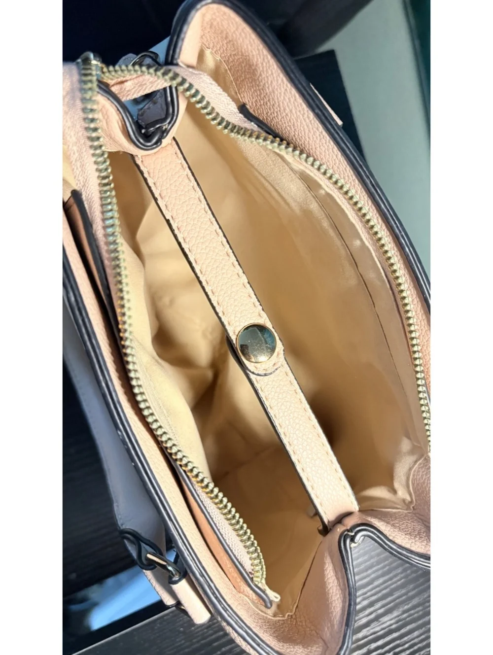 White & Blush Pink Satchel Handbag with Matching Wallet